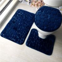 【CC】⊕❧✗  3Pcs Toilet Stone Set Non Rug Absorbent Shower Carpets Cover