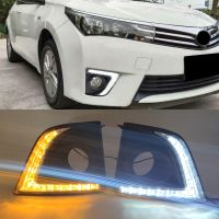 1 Set Car LED Daytime Running Light For Toyota Corolla 2014 2015 2016 DRL Flowing Turn Signal White Day Light Fog Lamp