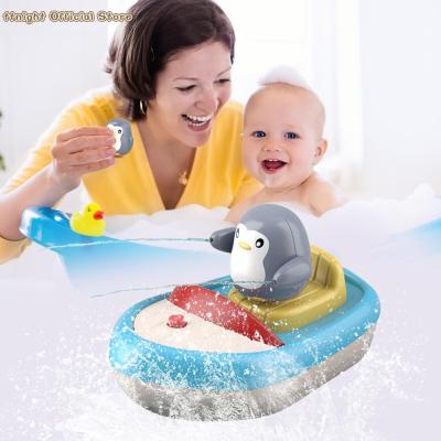 Baby Bath Toys Set Cute Penguin Boat Water Spray Water Playing Toy Shower for Bathroom Beach