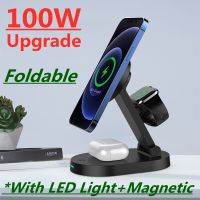 ZZOOI 100W 3 in 1 Magnetic Wireless Charger Pad Stand for iPhone 14 13 12 Pro Max Macsafe Fast Charging Dock Station for Apple Watch