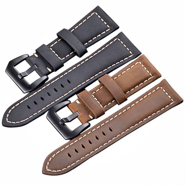 genuine-leather-for-panerai-pam111-441-seiko-tissot-watch-bracelet-mens-crazy-horse-leather-watch-strap-accessories-22-24-26mm