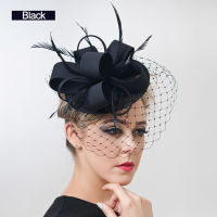 Women Chic Sinamay Fascinator Hat Cocktail Wedding Party Church Headpiece Fashion Headwear Formal Feather Hair Accessories