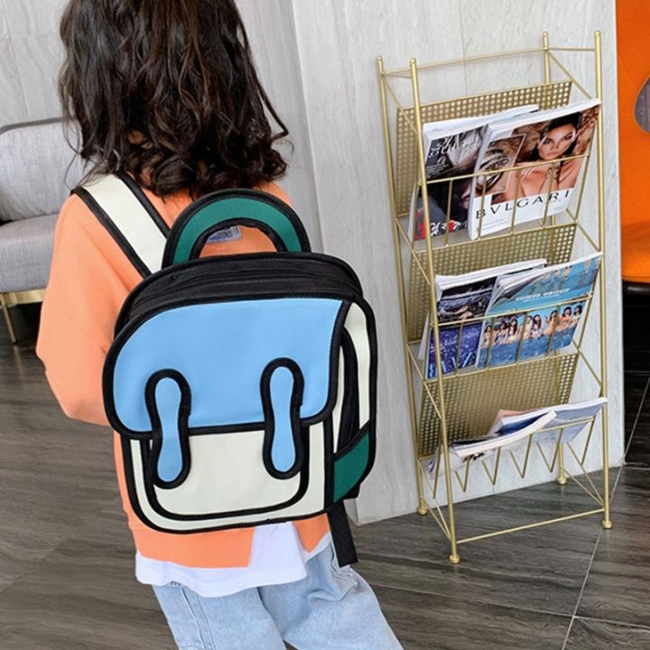 กระเป๋าเป้กระเป๋าปิคนิควาดรูปสำหรับ2d-กระเป๋าเป้สะพายหลังใช้ได้ทุกวันของขวัญกระเป๋าใส่ของเด็ก