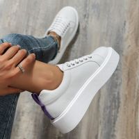 HOT★New White Woman Shoes Casual Sneakers Women Round Toe Platform Shoes Lace Up Female Vulcanized Shoes Solid Color Ladies Loafers