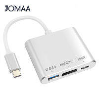 JOMMA Type C เป็น HDMI + ตัวแปลงพลังงาน + ตัวแปลง USB3.0 PD100W 4K 60Hz สามในหนึ่งด็อกต่อขยาย