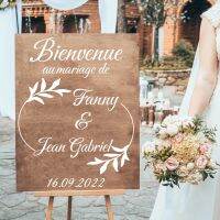 French Wedding Sign Personalized name &amp; Date Wall Decals French Style Wedding Welcome Sign Wall Decal Wedding Sign Vinyl Mural Wall Stickers Decals