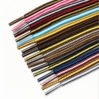 1 Pair Colorful Striped Double Color Shoe laces Round Outdoor Sneakers Shoelaces Cotton Snow Martin Boots Sport Casual Shoelace