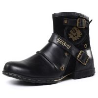 Mens Motorcycle Boots Dress Casual Comfort Western Boot Zapatos Men Shoes Ankle Vintage Metal Buckle Side Zip Cowboy Boots