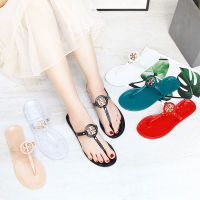 Xi Ke Flip flops 2023 new tory burchˉcrystal European and American foreign trade beach flat sandals slippers