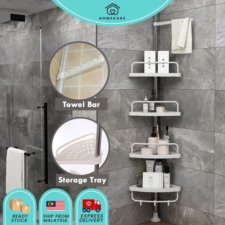 HOMEKARE 4 Tier Bathroom Corner Shelf Rack Space Saving With Stainless
