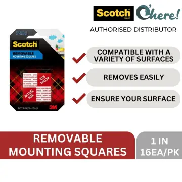 Scotch Mounting Tape Squares 3M 108 Removable 16 Double-Sided Adhesives, 4  Packs
