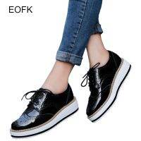 EOFK Spring Women Oxford Flats Leather Comfort Lady Brogue Derby polish Designer Platform Casual Shoes Sneakers Transparent