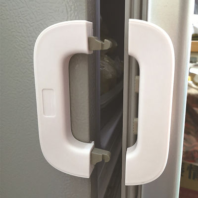 [สงสัย] ล็อคสำหรับเด็กเด็กทารกป้องกันการหยิกกาวหลังป้องกันการจับด้วยกาวประตูตู้เย็นสีขาว