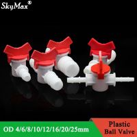 1Pcs Platics 4mm 6mm 8mm 10mm 12mm 16mm 20mm PVC Hose Barb Two Way Plastic Ball Valve Aquarium Garden Micro Irrigation Connector