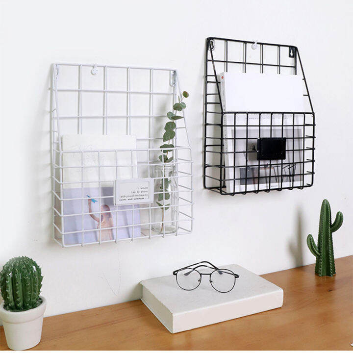 metal-mesh-wire-shelf-hanging-folder-mail-document-organizer-newspaper-magazine-storage-shelf-wall-shelves