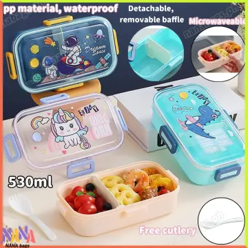 Plastic Student Portable Lunch Box with Cutlery with Sauce Box