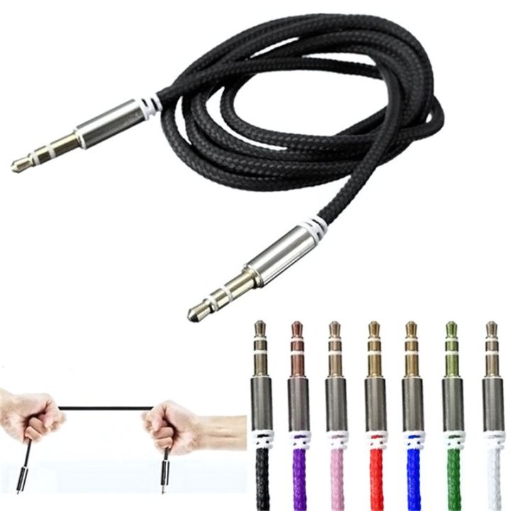 ：“{》 1M Car Audio Jack Plug Male To Male AUX Cable 3.5 Mm Audio Male To Male Cables For Headphone MP3