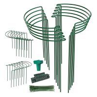 24 Pack Plant Support Stake, Half Round Metal Garden Plant Stake, Plant Support Ring, Border Support with Plant Labels