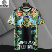 เดิมแท้ Versace คอกลมแขนสั้นผู้ชายเสื้อยืดชุดสายเดี่ยว Tops การพิมพ์แบบส่วนบุคคลเสื้อยืด