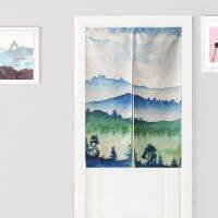 2023 Nordic simple watercolor landscape wood door curtain norn linen carpet study home decor bedroom kitchen curtains