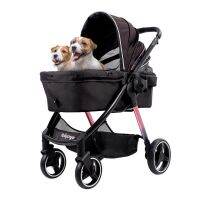 IBIYAYA รถเข็นสัตว์เลี้ยง Retro Luxe Stroller-Pr รับน้ำหนักได้35กิโลกรัม | FS2102-BK