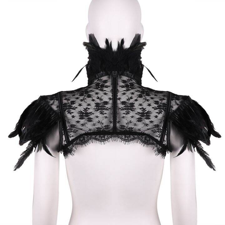 punk-gothic-black-feather-stole-cape-vintage-shrug-shawl-sexy-lace-floral-fake-neck-choker-cape-cosplay-shoulder-wrap-for-women