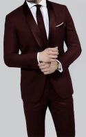 Men Wedding Suit Burgundy Tuxedo 2 Piece Party Wear ทักซิโด ทักซิโด้ สีแดงเบอร์กันดี งานสั่งตัด สามารถวัดสัดส่วนปรับไซส์ หรือ MTM MTO BESPOKE ได้ งาน Tailor Made Classic Menswear