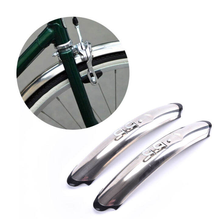 wangzhansi Retro Bike Front Rear Fenders 700c 27'' Stainless Steel Road