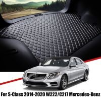 Alas Bagasi Mobil หนังสำหรับ Mercedes Benz W222 C217 S Class 2014-2018 2019 2020ถาดไลเนอร์กระบะอุปกรณ์ตกแต่งรถยนต์แผ่นผ้าคลุมรองเท้าบู๊ท