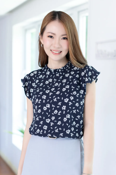 narinari-mt2711-ruff-collar-frill-sleeve-blouse-เสื้อแขนกุดแต่งระบายแขน