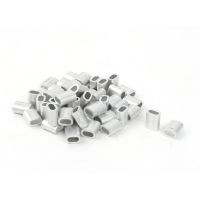 ✇☁♣ 50 Pcs 3mm Diameter Steel Wire Rope Aluminum Ferrules Sleeves Clip Fitting Cable Crimps 9 x 6mm Silver Tone