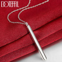 DOTEFFIL 925 Sterling Silver 18 Inch Straight Square Column Pendant Necklace For Women Fashion Wedding Party Charm Jewelry