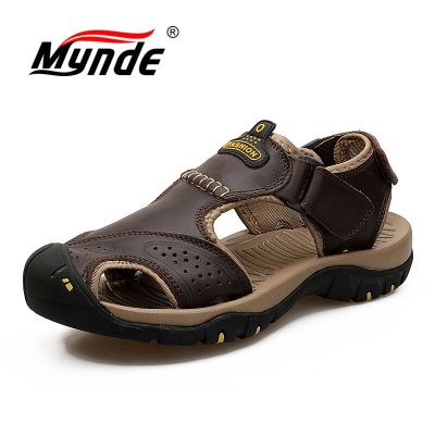Mynde Brand Genuine Leather Men Shoes Summer New Large Size Mens Sandals Men Sandals Fashion Sandals Slippers Big Size 38-47