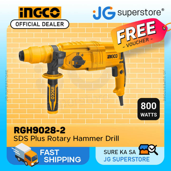 INGCO 800W Industrial Rotary Drill Hammer SDS Plus Chuck System with