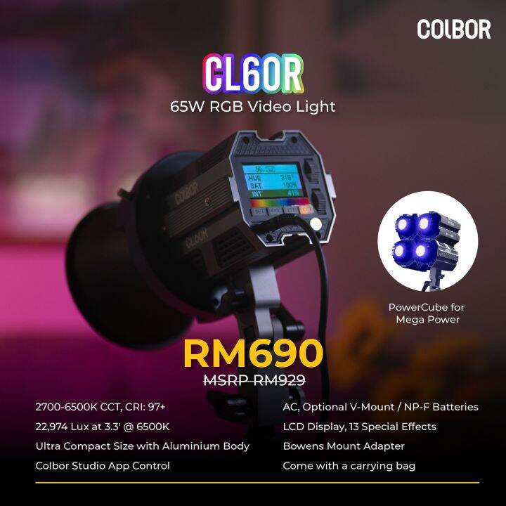 (11.11) COLBOR CL60R / CL60M / CL60 RGB COB LED Monolight Music Sync
