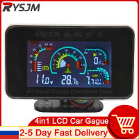 H เครื่องยนต์เครื่องวัดอุณหภูมิน้ำรถบรรทุกรถ Temp Meter Gauge สีดำ-9-120องศา4in1จอแอลซีดีแรงดันไฟฟ้าดิจิตอลน้ำมันความดันมาตรวัดน้ำมันเชื้อเพลิง