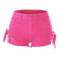 【hot】 2023 Womens Denim Shorts Elastic Waist Bodycon Pants Pink Jeans