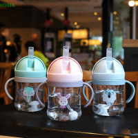 ?【Lowest price】HOMA 250ml Baby Sippy Water CUP KID Handle เรียนรู้การให้อาหารดื่มขวดต่อต้านการสำลักกับ Gravity Ball KIDS Training CUP with straw