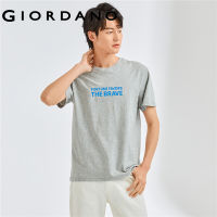 Giordanoผู้หญิง เสื้อยืดคอกลมแขนสั้นผ้าฝ้ายพิมพ์ลายตัวอักษร Free Shipping 01092304