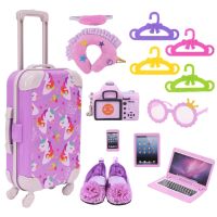 Doll Purple Unicorn Clothes Shoes Suitcase Set For 18Inch American Doll amp;43CM Born Baby Generation Russian Girl 39;s Christmas Gift