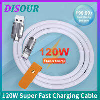 DISOUR Original 120W Super Fast Charging Cable Metal Zinc Alloy Liquid Silicone Lightning Micro USB Type-C Charger Cable OD6.0 Line Support Data Transmission For Xiaomi Redmi iPhone Huawei Infinix Oppo Vivo ซื้อทันทีเพิ่มลงในรถเข็น