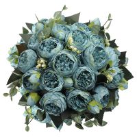 4 Packs Peonies Artificial Flowers, Small Silk Faux Fake Peony Flower for Home Wedding Decoration with Stems