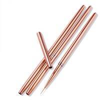 Rose Gold 3Pcs/set Nail Art UV Gel Liner Painting Brushes Drawing Flower Striping Design Manicure Tools Kits 7/9/11mm