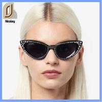 NICOLEY หรูหราสุดหรู UV400 ขนาดใหญ่สุดไซต์ Rhinestone Bling Shades แว่นกันแดดสีดำ ของตกแต่งดาว แว่นตากันแดดทรงแคทอายสำหรับผู้หญิง แว่นตากันแดดเพชร