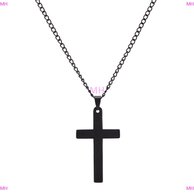 💖【Lowest price】MH Mens CROSS จี้สร้อยคอสแตนเลสสตีล Link สร้อยคองบเครื่องประดับ