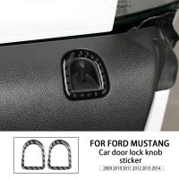 Car Door Lock Pin Knob Sticker Decal Carbon Fiber Interior Trim Cover For Ford Mustang 2009 2010 2011 2012 2013 2014 Accessories