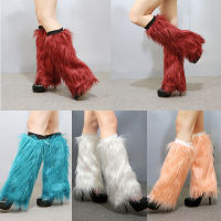 Fluffies รองเท้าขน Faux ถุงเท้าฤดูหนาวหญิง Leggings อินเทรนด์ร้อนอุ่นขาสีทึบเท้าแขนบูตปกสำหรับผู้หญิง