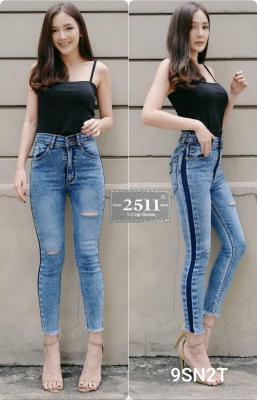 👖2511 Vintage Denim Jeans by Araya กางเกงยีนส์ ผญ กางเกงยีนส์ผู้หญิง กางเกงยีนส์ กางเกงยีนส์ยืด แต่งแถบด้านข้าง เอวสูง เนื้อผ้าซาร่าใส่สบาย เข้ารูปเป๊ะเว่อร์ ทรงสวย ขาเรียว