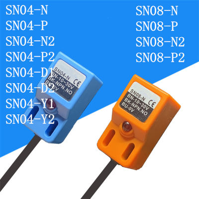 เซ็นเซอร์ตรวจจับโลหะสวิตช์ความใกล้ชิด SN04-N สำหรับการตรวจสอบโลหะ SN04-P N2 P2 D1-SN08-P2 Y2 SN08-N P N2 NPN PNP