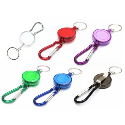 Hot Mulitifunctional Multicolor Badge Reel Retractable Keychain Recoil Yoyo Ski Pass ID Card Holder Keyring Key Chain Steel Cord Key Chains